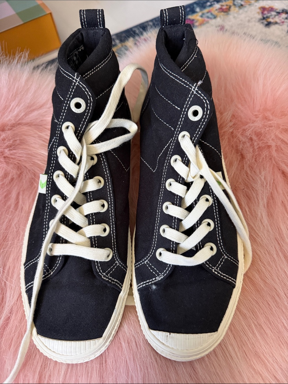 Cariuma Black High-Top Canvas Sneakers with White Laces